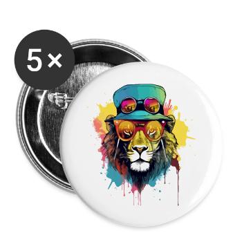 Noci le lion cool - Lot de 5 grands badges (56 mm) - blanc - Devant