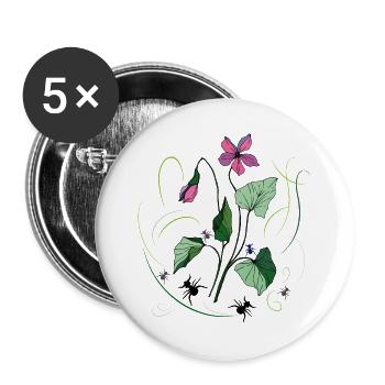 Fleur avec des fourmis - Lot de 5 grands badges (56 mm) - blanc - Devant
