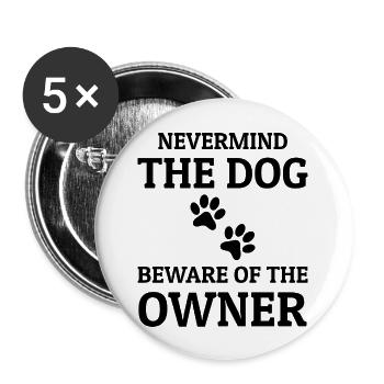 Hund Dog - Buttons large 2.2''/56 mm (5-pack) - white - Front