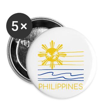 Philippinen Filipino Flagge Stolz I Geschenk - Buttons groß 56 mm (5er Pack) - Weiß - Vorne