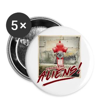 Étrangers 18 - Lot de 5 grands badges (56 mm) - blanc - Devant