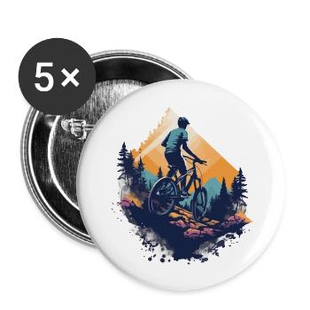 Mountain biking in the mountains - Buttons large 2.2''/56 mm (5-pack) - white - Front