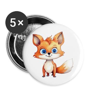 Fox Drawing Watercolor - Buttons large 2.2''/56 mm (5-pack) - white - Front