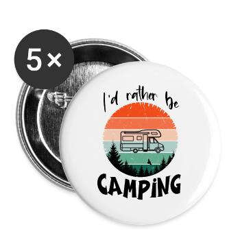 I'd rather go camping - I'd rather go camping - Buttons large 2.2''/56 mm (5-pack) - white - Front