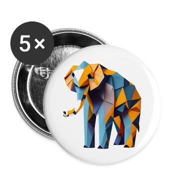 Paper Art Elephant - Buttons large 2.2''/56 mm (5-pack) - white - Front
