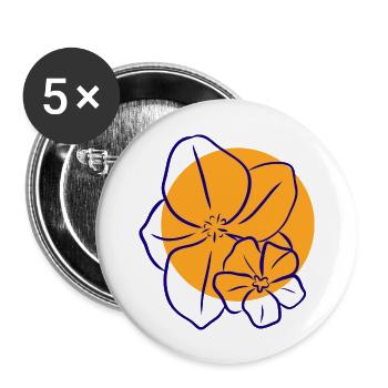 Fleur Plante à fleurs - Lot de 5 grands badges (56 mm) - blanc - Devant