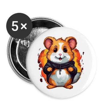 Mignon hamster - Lot de 5 grands badges (56 mm) - blanc - Devant