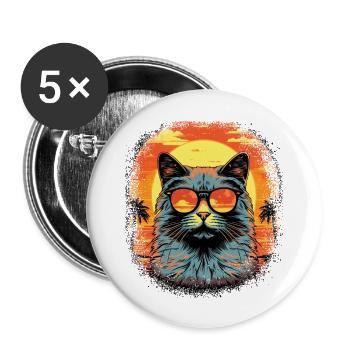 Avacato Blagues House Cat Pet Cat Cat Cat Face Tshirts - Lot de 5 grands badges (56 mm) - blanc - Devant