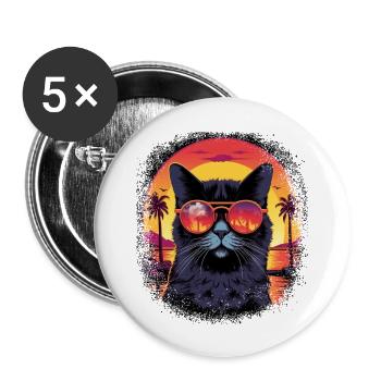 avogato anniversary present idea cats i love cats - Buttons large 2.2''/56 mm (5-pack) - white - Front