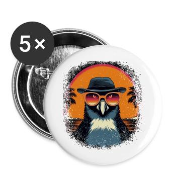 Mignon Pôle Nord Cadeau de Noël Gentoo Penguin - Lot de 5 grands badges (56 mm) - blanc - Devant
