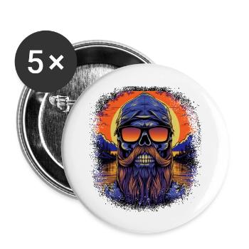 Bearded Dragon Daddy Bear Beard Humour Coach Beard - Lot de 5 grands badges (56 mm) - blanc - Devant