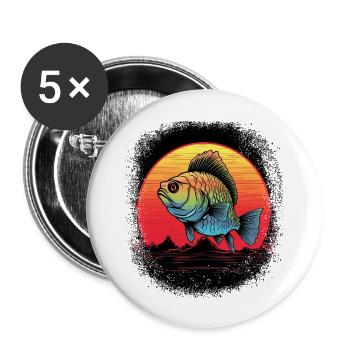 sayings animation bite me fishing tshirts sea - Buttons groß 56 mm (5er Pack) - Weiß - Vorne