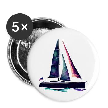 Voilier Sailor Voile Voilier Voile Voile - Lot de 5 grands badges (56 mm) - blanc - Devant
