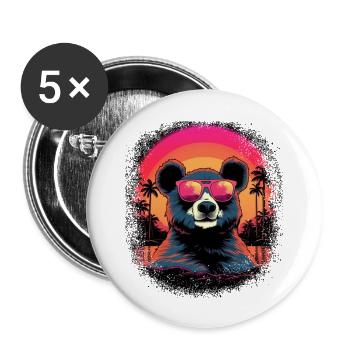 geek panda bear ice bear birthday present idea - Buttons groß 56 mm (5er Pack) - Weiß - Vorne