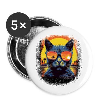 Avocados Statement Big Cat Animal Love - Buttons large 2.2''/56 mm (5-pack) - white - Front