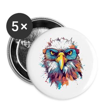 Basilikum der Adler - Buttons groß 56 mm (5er Pack) - Weiß - Vorne