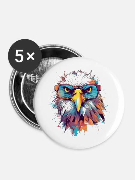Basilikum der Adler - Buttons groß 56 mm (5er Pack) - Weiß