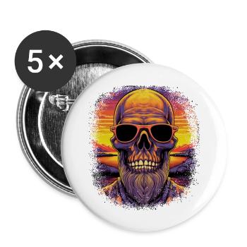 cadeau drôle génial respect la barbe hommes barbus - Lot de 5 grands badges (56 mm) - blanc - Devant