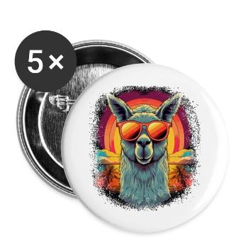 animal amour cool plage joyeux anniversaire idée cadeau - Lot de 5 grands badges (56 mm) - blanc - Devant