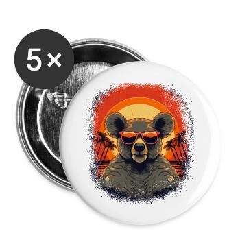 Funny Adorable Christmas Cute Animals Design - Buttons large 2.2''/56 mm (5-pack) - white - Front
