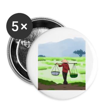 Vietnam Viet Farmers Rice Field Flag I Gift - Buttons large 2.2''/56 mm (5-pack) - white - Front