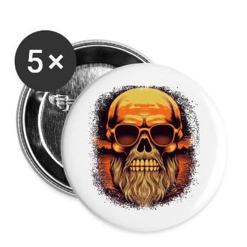 humour dictons présent barbu moustache ours - Lot de 5 grands badges (56 mm) - blanc - Devant