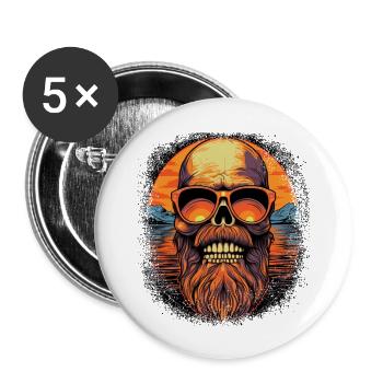 Barbe complète Cadeau Ours potelé Barbe antivirale - Lot de 5 grands badges (56 mm) - blanc - Devant
