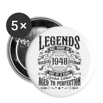 Jahrgang 1948 geboren Legenden Vintage Geburtstag - Buttons groß 56 mm (5er Pack) - Weiß - Vorne