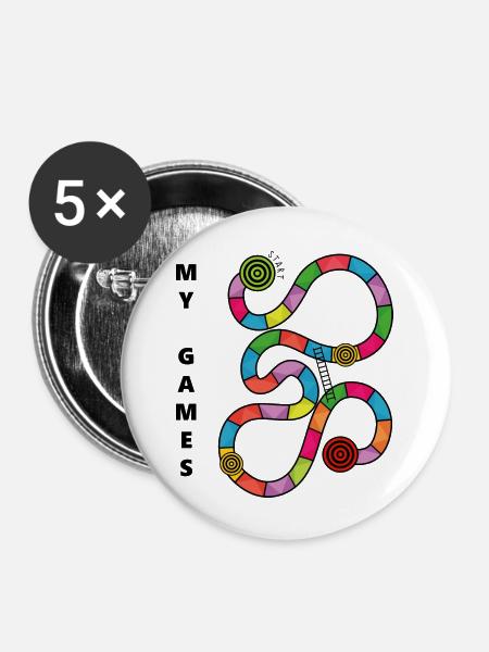 boardgame chess backgammon game night - Buttons groß 56 mm (5er Pack) - Weiß