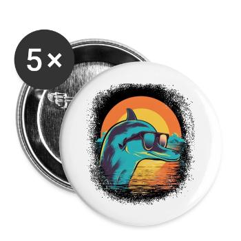 bass fishing tshirts cool - Buttons groß 56 mm (5er Pack) - Weiß - Vorne