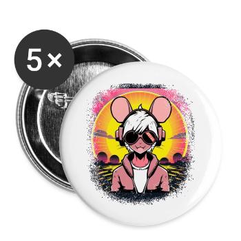 sayings okay fine mouse rat croos - Buttons large 2.2''/56 mm (5-pack) - white - Front
