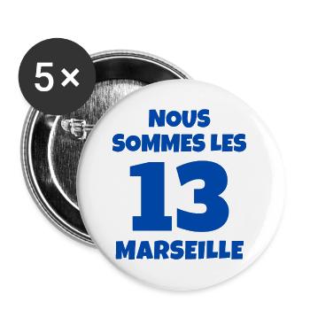 Marseille. je suis Marseillais. 13 - Lot de 5 grands badges (56 mm) - blanc - Devant