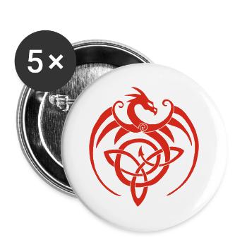 Red dragon and Celtic symbol - Buttons large 2.2''/56 mm (5-pack) - white - Front