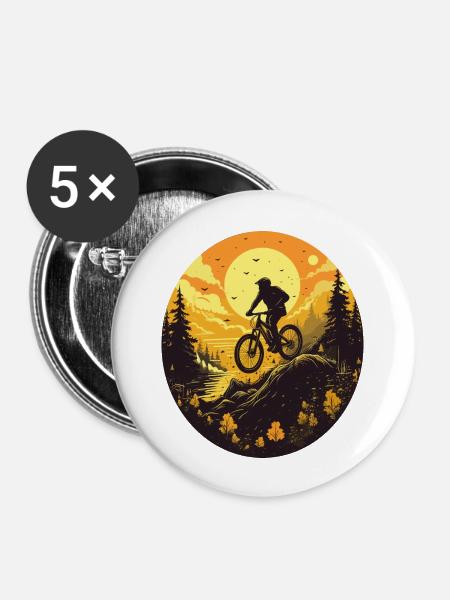 Downhill Mountainbike - Buttons groß 56 mm (5er Pack) - Weiß