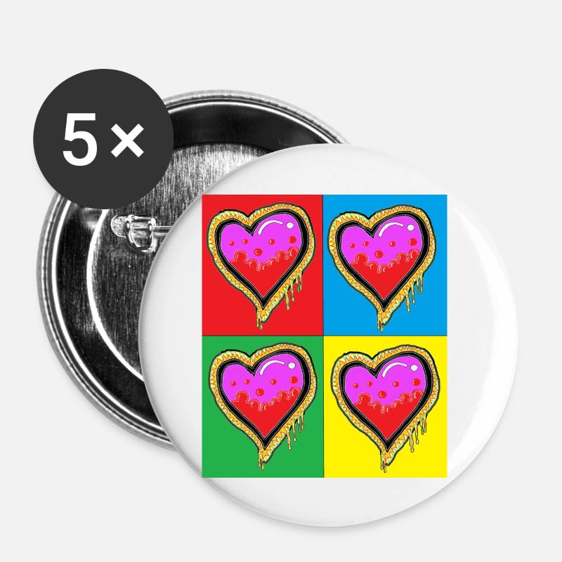 pop 4 Hearts - Buttons large 2.2''/56 mm (5-pack) - white