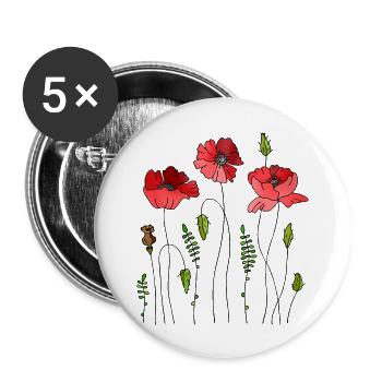Blumen - Buttons groß 56 mm (5er Pack) - Weiß - Vorne