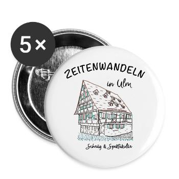 Ulm, Schräg und Spektakulär, Handzeichnung - Buttons groß 56 mm (5er Pack) - Weiß - Vorne