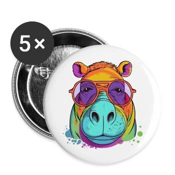 Harry the hippopotamus - Buttons large 2.2''/56 mm (5-pack) - white - Front
