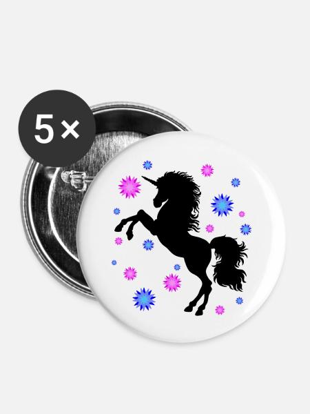 Einhorn Schatten - Buttons groß 56 mm (5er Pack) - Weiß