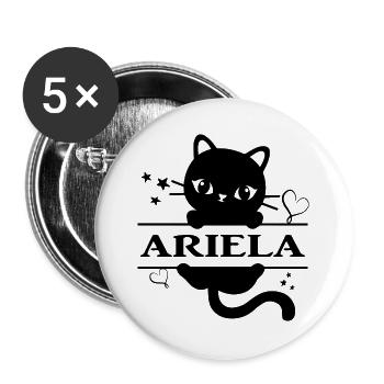 t-shirt ariela t-shirt katze geschenkidee katze katze katze - Buttons groß 56 mm (5er Pack) - Weiß - Vorne