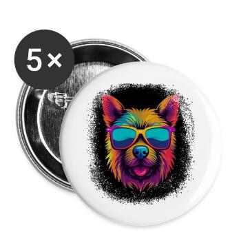 Amoureux des animaux Super cadeau amical pour les chiens Bday Dogs - Lot de 5 grands badges (56 mm) - blanc - Devant