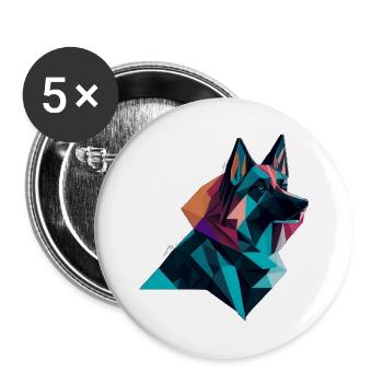 Chien de berger - Lot de 5 grands badges (56 mm) - blanc - Devant