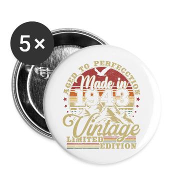1943 Vintage Vintage Retro Birthday Gift - Buttons large 2.2''/56 mm (5-pack) - white - Front