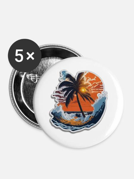 Sunset - Buttons groß 56 mm (5er Pack) - Weiß