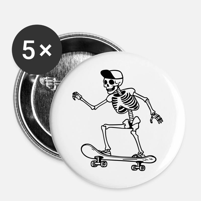 skeleton skateboard - Buttons large 2.2''/56 mm (5-pack) - white