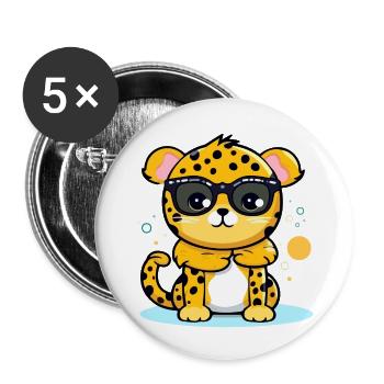 Mazzi der Leopard - Buttons groß 56 mm (5er Pack) - Weiß - Vorne