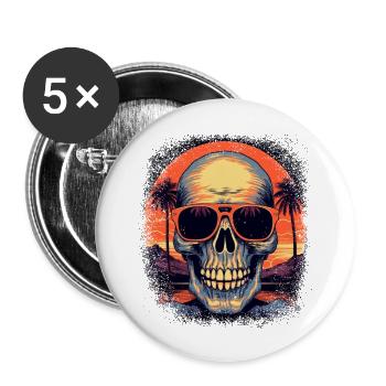 Idée cadeau d’anniversaire Costume de squelette exosquelettique - Lot de 5 grands badges (56 mm) - blanc - Devant
