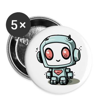 Boki le petit robot - Lot de 5 grands badges (56 mm) - blanc - Devant