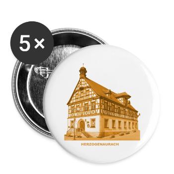 Herzogenaurach, ancien hôtel de ville, Moyenne-Franconie, Bavière - Lot de 5 grands badges (56 mm) - blanc - Devant