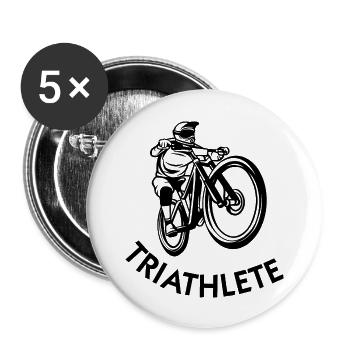 Triathlon Natation Bike Run Marathon - Lot de 5 grands badges (56 mm) - blanc - Devant
